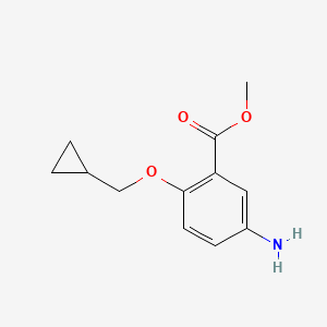 molecular formula C12H15NO3 B1400830 5-Amino-2-cyclopropylmethoxy-benzoic acid methyl ester CAS No. 1251123-97-3