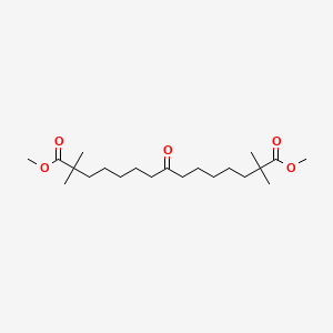 molecular formula C21H38O5 B14008790 Dimethyl 2,2,14,14-tetramethyl-8-oxopentadecanedioate 