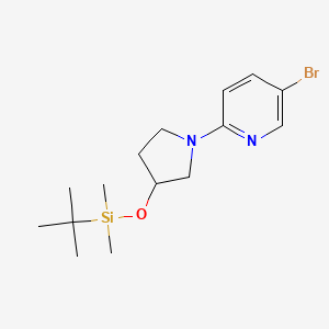 molecular formula C15H25BrN2OSi B1400895 5-Bromo-2-[3-(tert-butyl-dimethyl-silanyloxy)-pyrrolidin-1-yl]-pyridine CAS No. 946002-91-1