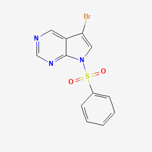 molecular formula C12H8BrN3O2S B1400898 5-Bromo-7-(phenylsulfonyl)-7H-Pyrrolo[2,3-d]pyrimidine CAS No. 1289190-97-1