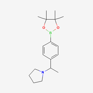 molecular formula C18H28BNO2 B1400907 1-(1-(4-(4,4,5,5-Tetramethyl-1,3,2-dioxaborolan-2-yl)phenyl)ethyl)pyrrolidine CAS No. 1293917-82-4