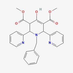 molecular formula C26H25N3O5 B14009139 dimethyl 1-benzyl-4-hydroxy-2,6-dipyridin-2-yl-3,6-dihydro-2H-pyridine-3,5-dicarboxylate 
