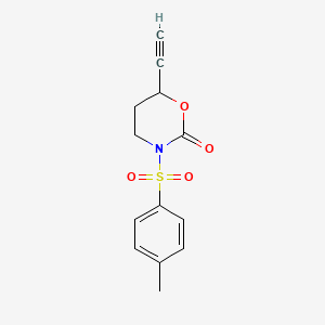 molecular formula C13H13NO4S B14009617 6-Ethynyltetrahydro-3-[(4-methylphenyl)sulfonyl]-2H-1,3-oxazin-2-one 