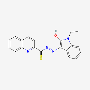 molecular formula C20H16N4OS B14009666 N-[(1-Ethyl-2-oxo-indol-3-ylidene)amino]quinoline-2-carbothioamide CAS No. 62295-13-0