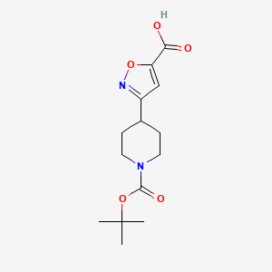 molecular formula C14H20N2O5 B1400999 3-{1-[(Tert-butoxy)carbonyl]piperidin-4-yl}-1,2-oxazole-5-carboxylic acid CAS No. 1361115-54-9