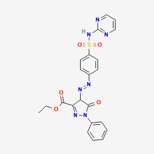 molecular formula C22H19N7O5S B14010032 Ethyl 5-oxo-1-phenyl-4-[(E)-{4-[(pyrimidin-2-yl)sulfamoyl]phenyl}diazenyl]-4,5-dihydro-1H-pyrazole-3-carboxylate CAS No. 29822-05-7