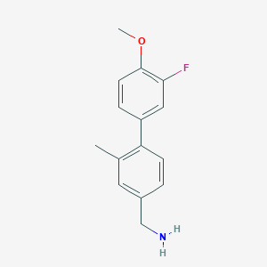 molecular formula C15H16FNO B1401011 [4-(3-Fluoro-4-methoxyphenyl)-3-methylphenyl]methanamine CAS No. 1518321-20-4