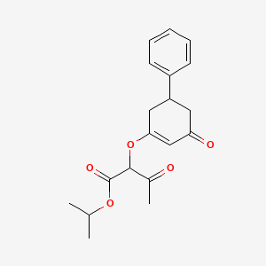 molecular formula C19H22O5 B1401020 Isopropyl 3-oxo-2-[(3-oxo-5-phenylcyclohex-1-en-1-yl)oxy]butanoate CAS No. 1374509-66-6