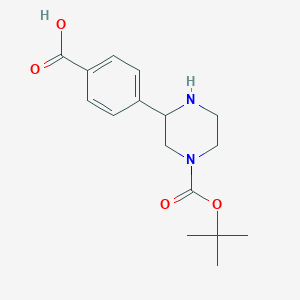molecular formula C16H22N2O4 B1401049 4-(4-(tert-Butoxycarbonyl)piperazin-2-yl)benzoic acid CAS No. 1361112-26-6