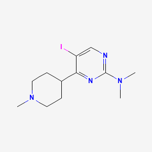 molecular formula C12H19IN4 B1401060 5-iodo-N,N-dimethyl-4-(1-methylpiperidin-4-yl)pyrimidin-2-amine CAS No. 1361115-00-5
