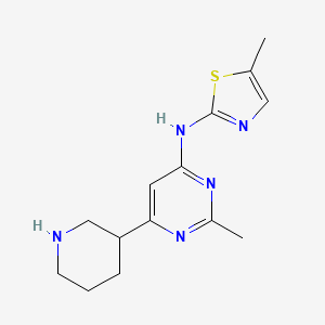 molecular formula C14H19N5S B1401064 5-methyl-N-(2-methyl-6-(piperidin-3-yl)pyrimidin-4-yl)thiazol-2-amine CAS No. 1361115-55-0