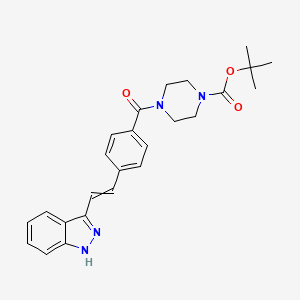 molecular formula C25H28N4O3 B1401081 Tert-butyl 4-[4-[2-(1H-indazol-3-yl)ethenyl]benzoyl]piperazine-1-carboxylate CAS No. 841258-75-1