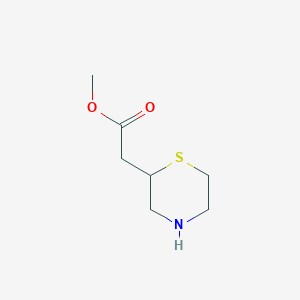 molecular formula C7H13NO2S B14011081 Methyl 2-(thiomorpholin-2-YL)acetate 