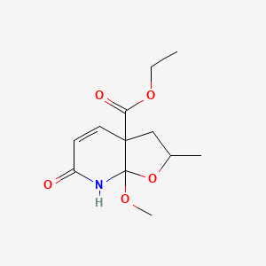 molecular formula C12H17NO5 B14011088 ethyl 7a-methoxy-2-methyl-6-oxo-3,7-dihydro-2H-furo[2,3-b]pyridine-3a-carboxylate CAS No. 59909-61-4