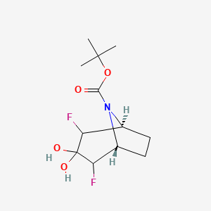 molecular formula C12H19F2NO4 B14011136 cis 8-Boc-2,4-difluoro-3,3-dihydroxy-8-azabicyclo[3.2.1]octane 