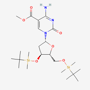 molecular formula C23H43N3O6Si2 B14011164 methyl 4-amino-1-[(2R,4S,5R)-4-[tert-butyl(dimethyl)silyl]oxy-5-[[tert-butyl(dimethyl)silyl]oxymethyl]oxolan-2-yl]-2-oxopyrimidine-5-carboxylate 