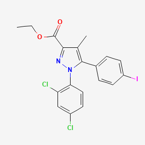 molecular formula C19H15Cl2IN2O2 B14011212 ethyl 1-(2,4-dichlorophenyl)-5-(4-iodophenyl)-4-methyl-1H-pyrazole-3-carboxylate 