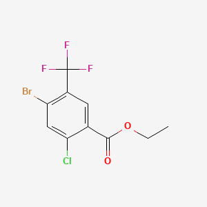 molecular formula C10H7BrClF3O2 B14011371 Ethyl 4-bromo-2-chloro-5-(trifluoromethyl)benzoate 