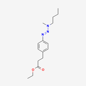 molecular formula C16H25N3O2 B14011382 Benzenepropanoic acid, 4-(3-butyl-3-methyl-1-triazenyl)-, ethyl ester CAS No. 32640-58-7