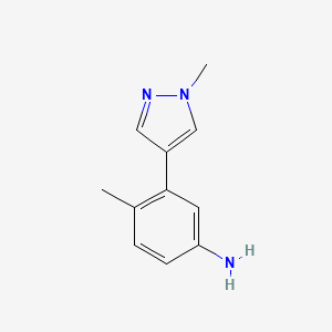 molecular formula C11H13N3 B1401141 4-Methyl-3-(1-methyl-1H-pyrazol-4-yl)-phenylamine CAS No. 1342072-41-6