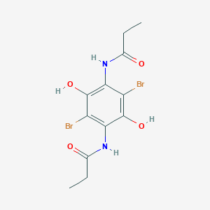 molecular formula C12H14Br2N2O4 B14011503 N-[2,5-dibromo-3,6-dihydroxy-4-(propanoylamino)phenyl]propanamide CAS No. 81534-95-4