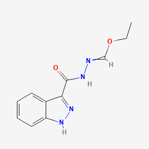 molecular formula C11H12N4O2 B14011616 N-(Ethoxymethylideneamino)-1H-indazole-3-carboxamide CAS No. 68767-60-2