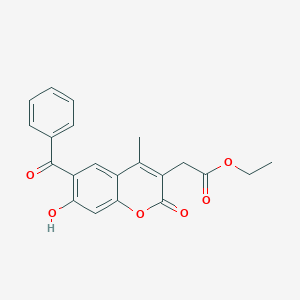 molecular formula C21H18O6 B14011919 Ethyl 2-(6-benzoyl-7-hydroxy-4-methyl-2-oxo-chromen-3-YL)acetate CAS No. 5852-02-8
