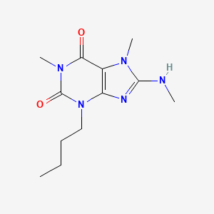 molecular formula C12H19N5O2 B14011935 3-Butyl-1,7-dimethyl-8-(methylamino)purine-2,6-dione CAS No. 7499-83-4