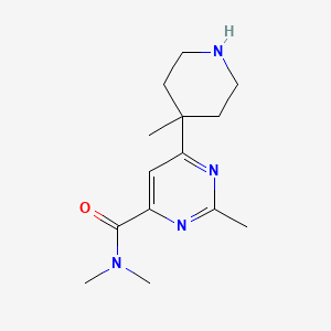 molecular formula C14H22N4O B1401203 N,N,2-trimethyl-6-(4-methylpiperidin-4-yl)pyrimidine-4-carboxamide CAS No. 1316221-52-9