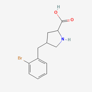 molecular formula C12H14BrNO2 B14012034 4-[(2-Bromophenyl)methyl]pyrrolidine-2-carboxylic acid 