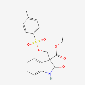 molecular formula C19H19NO6S B14012136 ethyl 3-[(4-methylphenyl)sulfonyloxymethyl]-2-oxo-1H-indole-3-carboxylate CAS No. 64230-57-5