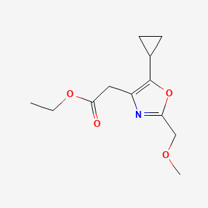 molecular formula C12H17NO4 B1401215 Ethyl 2-(5-cyclopropyl-2-(methoxymethyl)oxazol-4-yl)acetate CAS No. 1353499-17-8