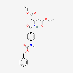 molecular formula C25H30N2O7 B14012166 Diethyl 3-[(4-{[(benzyloxy)carbonyl](methyl)amino}benzoyl)amino]pentanedioate CAS No. 51865-69-1