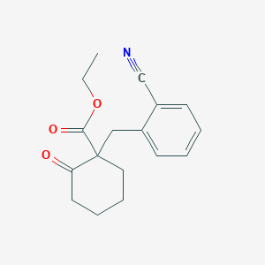 molecular formula C17H19NO3 B14012180 Cyclohexanecarboxylicacid, 1-[(2-cyanophenyl)methyl]-2-oxo-, ethyl ester CAS No. 6975-01-5