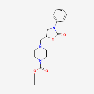 molecular formula C19H27N3O4 B1401225 Tert-butyl 4-[(2-oxo-3-phenyl-1,3-oxazolidin-5-yl)methyl]piperazine-1-carboxylate CAS No. 1781241-37-9
