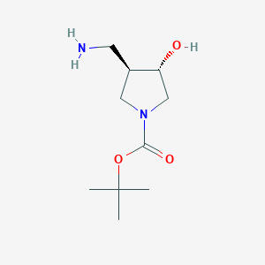 molecular formula C10H20N2O3 B1401235 Tert-butyl (3R,4S)-3-(aminomethyl)-4-hydroxypyrrolidine-1-carboxylate CAS No. 872715-62-3