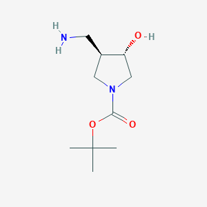molecular formula C10H20N2O3 B1401235 1-Boc-3-aminomethyl-4-hydroxypyrrolidine CAS No. 872715-62-3