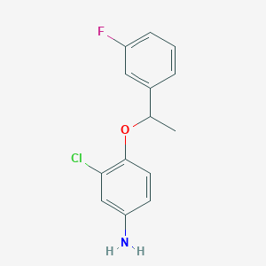 molecular formula C14H13ClFNO B1401239 3-氯-4-[1-(3-氟苯基)乙氧基]苯胺 CAS No. 833474-53-6
