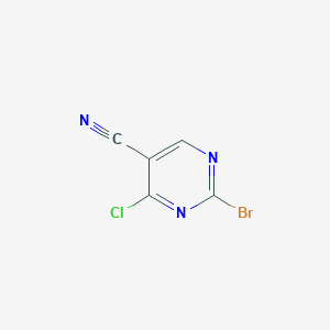 molecular formula C5HBrClN3 B14012430 2-Bromo-4-chloropyrimidine-5-carbonitrile 
