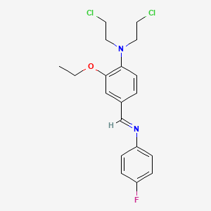 molecular formula C19H21Cl2FN2O B14012431 N,N-bis(2-chloroethyl)-2-ethoxy-4-[(4-fluorophenyl)iminomethyl]aniline CAS No. 1814-60-4