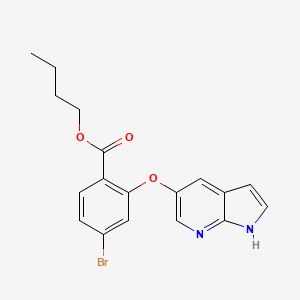 molecular formula C18H17BrN2O3 B14012572 butyl 4-bromo-2-(1H-pyrrolo[2,3-b]pyridin-5-yloxy)benzoate 