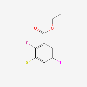 molecular formula C10H10FIO2S B14012599 Ethyl 2-fluoro-5-iodo-3-(methylthio)benzoate 