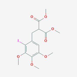 molecular formula C15H19IO7 B14012677 Dimethyl 2-[(2-iodo-3,4,5-trimethoxyphenyl)methyl]propanedioate CAS No. 64490-59-1