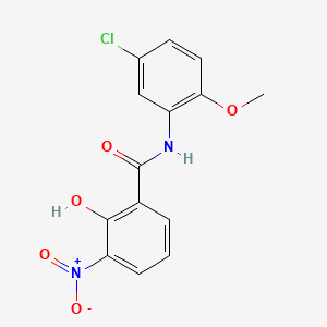 molecular formula C14H11ClN2O5 B14012777 Benzamide, N-(5-chloro-2-methoxyphenyl)-2-hydroxy-3-nitro- CAS No. 33581-05-4