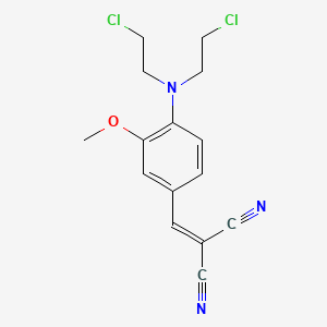 molecular formula C15H15Cl2N3O B14012781 Propanedinitrile, 2-[[4-[bis(2-chloroethyl)amino]-3-methoxyphenyl]methylene]- CAS No. 93537-07-6