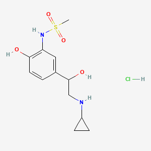 molecular formula C12H19ClN2O4S B14012815 Methanesulfonanilide, 5'-(2-(cyclopropylamino)-1-hydroxyethyl)-2'-hydroxy-, hydrochloride CAS No. 58497-87-3