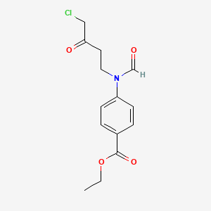molecular formula C14H16ClNO4 B14012864 Ethyl 4-[(4-chloro-3-oxobutyl)(formyl)amino]benzoate CAS No. 4261-02-3
