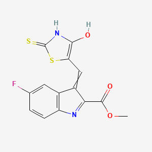molecular formula C14H9FN2O3S2 B14012880 methyl 5-fluoro-3-[(4-hydroxy-2-sulfanylidene-3H-1,3-thiazol-5-yl)methylidene]indole-2-carboxylate 