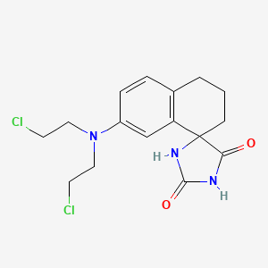 molecular formula C16H19Cl2N3O2 B14012944 Spiro(imidazolidine-4,5-dione, 7'-[bis(2-chloroethyl)amino]-3,3',4'-dihydro- CAS No. 5636-82-8