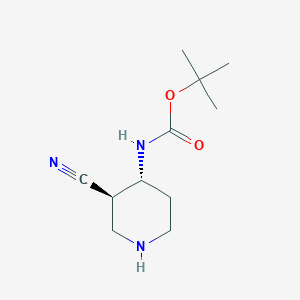 molecular formula C11H19N3O2 B14012962 tert-butyl N-[(3R,4R)-3-cyanopiperidin-4-yl]carbamate 